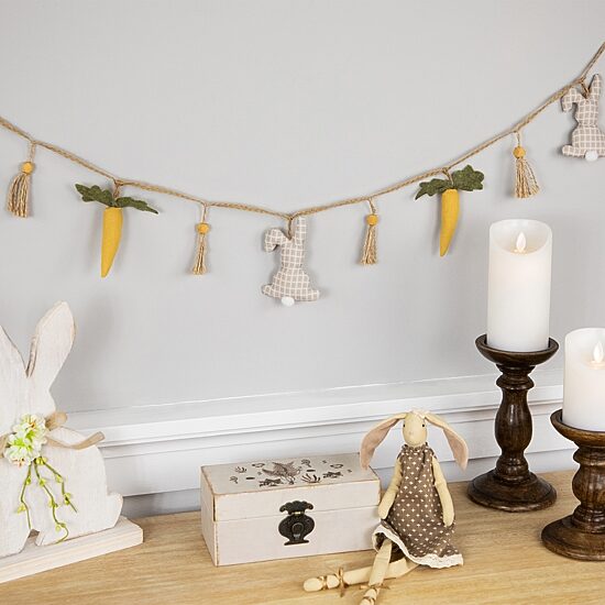 Northlight 4ft Fabric Rabbits And Carrots Easter Indoor Garland