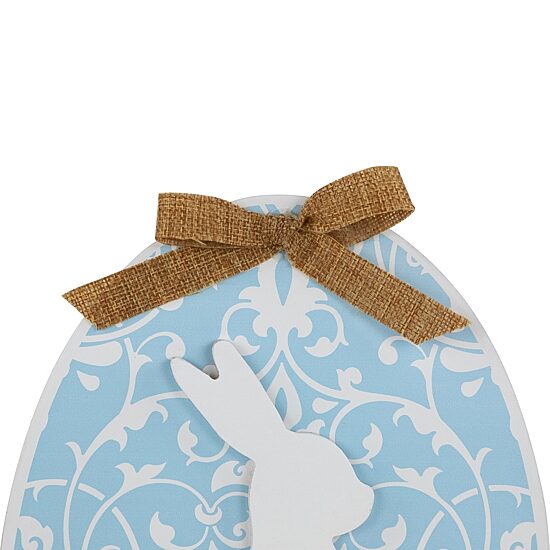 Northlight 10" Egg With Bunny And Burlap Bow Wooden Wall Sign