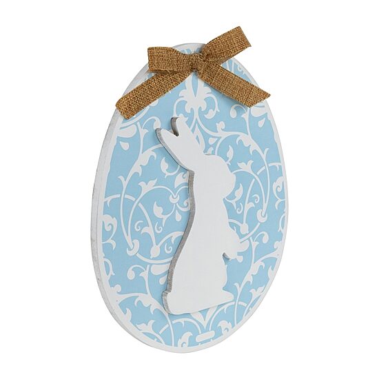 Northlight 10" Egg With Bunny And Burlap Bow Wooden Wall Sign