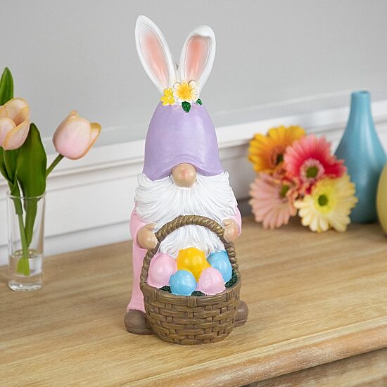 Northlight 12" Bunny Gnome With Egg Basket Easter Gnome