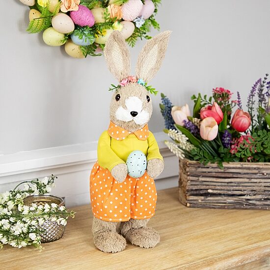 Northlight 15" Standing Girl Rabbit With Egg Easter Figurine