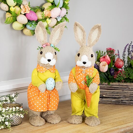 Northlight 15" Standing Girl Rabbit With Egg Easter Figurine