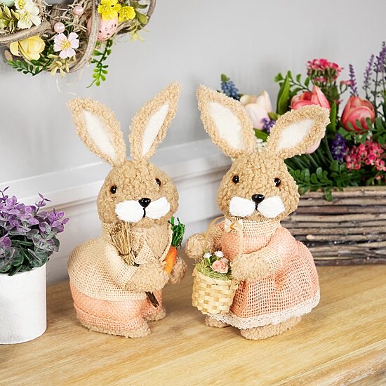 Northlight 10" Plush Boy Rabbit With Carrots Easter Figurine