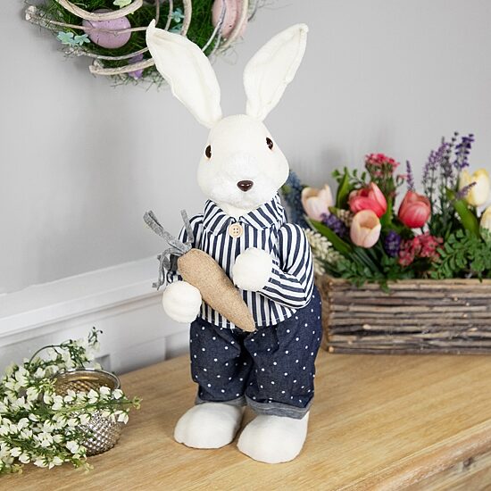 Northlight 19" Standing Boy Bunny With Carrot Easter Figurine