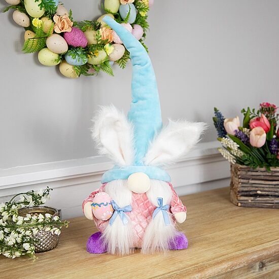 Northlight 18" Gnome Girl With Bunny Ears Easter Gnome
