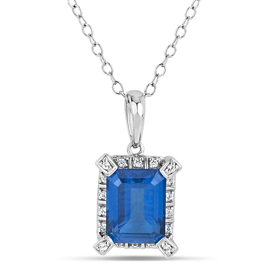 Womens Genuine Blue Topaz Sterling Silver 18 Inch Pendant Necklace