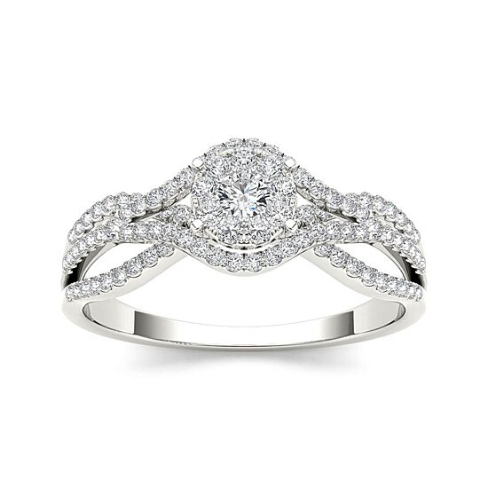 1/2 CT.T.W. Natural Diamond 10K White Gold Engagement Ring