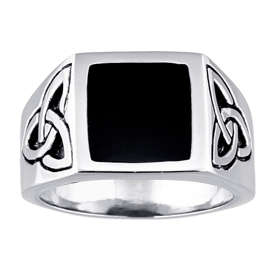 Mens Stainless Steel Celtic Knot Ring with Resin