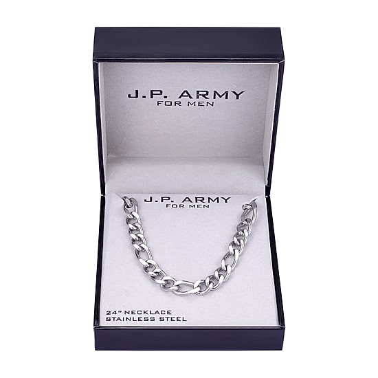 J.P. Army Mens Stainless Steel 24 Inch Link Chain Necklace