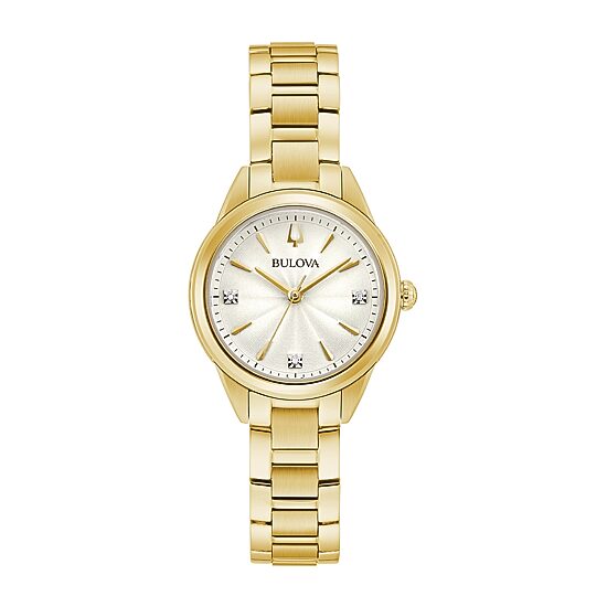 Bulova Sutton Womens Gold Tone Stainless Steel Bracelet Watch 97p150