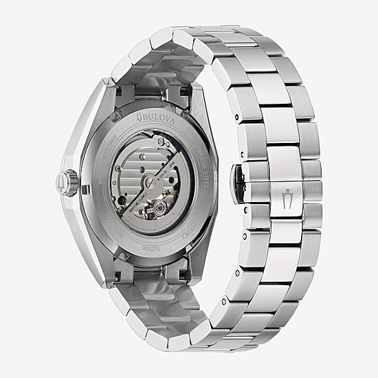 Bulova Surveyor Mens Automatic Silver Tone Stainless Steel Bracelet Watch 96a275
