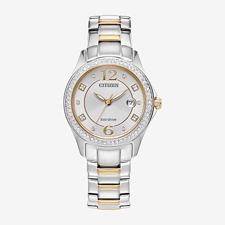 Citizen Quartz Womens Crystal Accent Gold Tone Stainless Steel