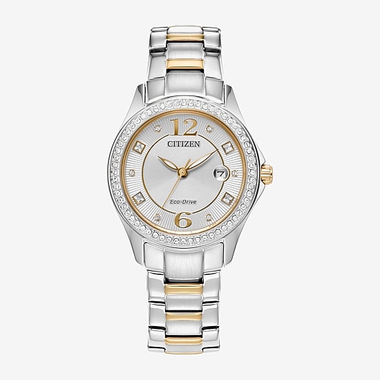 Citizen Womens Crystal Accent Two Tone Stainless Steel Bracelet Watch Fe1146-71a