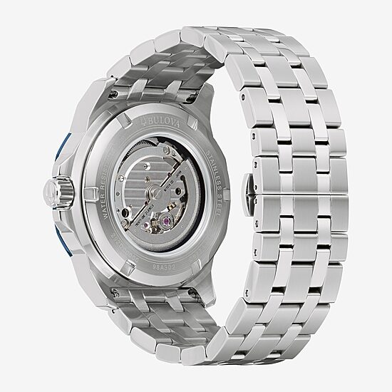Bulova Marine Star Series A Mens Automatic Chronograph Silver Tone Stainless Steel Bracelet Watch 98a302