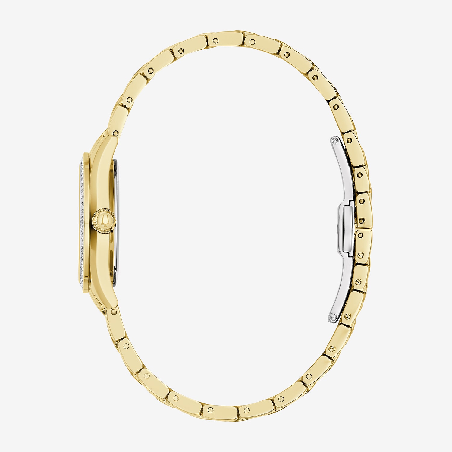 Bulova Crystal Womens Crystal Accent Gold Tone Stainless Steel Bracelet Watch 98l306