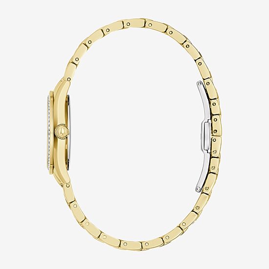 Bulova Crystal Womens Crystal Accent Gold Tone Stainless Steel Bracelet Watch 98l306
