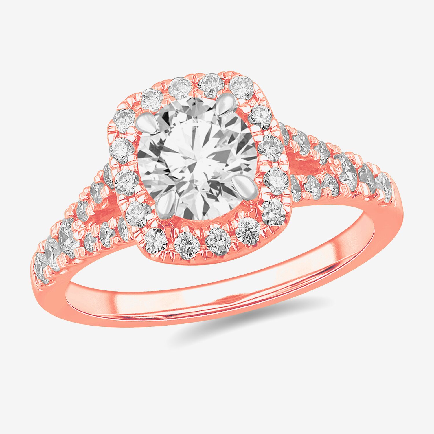 Signature By Modern Bride (G-H / Si1-Si2) Womens 1 3/8 CT. T.W. Lab Grown White Diamond 14K Gold Cushion Side Stone Engagement Ring