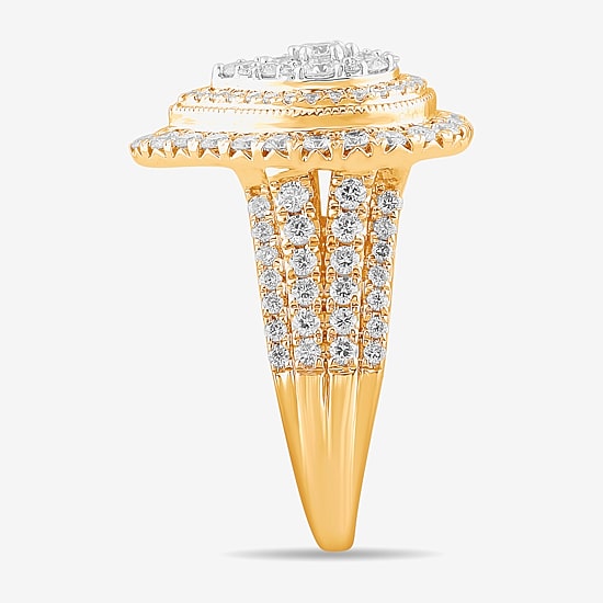 (G-H / Si1-Si2) Womens 2 CT. T.W. Lab Grown White Diamond 10K Gold Pear Side Stone Engagement Ring