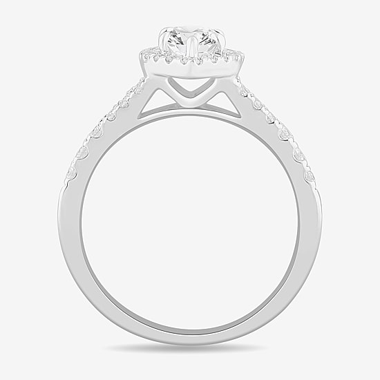 Signature By Modern Bride (G-H / Si1-Si2) Womens 1 3/8 CT. T.W. Lab Grown White Diamond 14K Gold Marquise Side Stone Engagement Ring