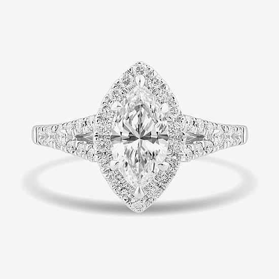 Signature By Modern Bride (G-H / Si1-Si2) Womens 1 3/8 CT. T.W. Lab Grown White Diamond 14K Gold Marquise Side Stone Engagement Ring