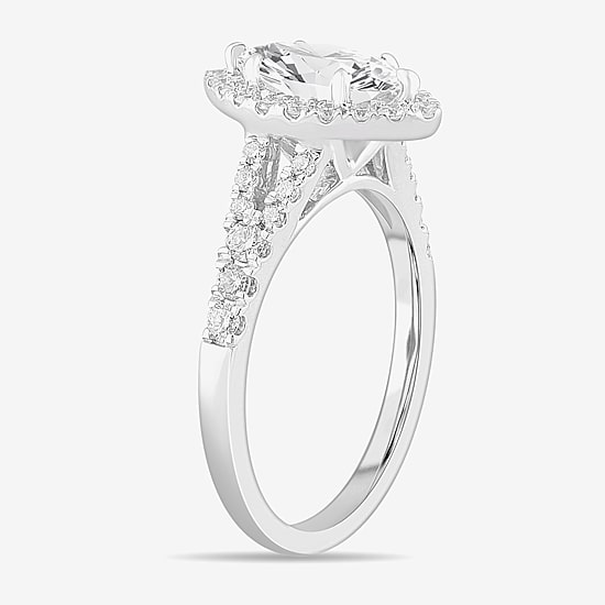 Signature By Modern Bride (G-H / Si1-Si2) Womens 1 3/8 CT. T.W. Lab Grown White Diamond 14K Gold Marquise Side Stone Engagement Ring
