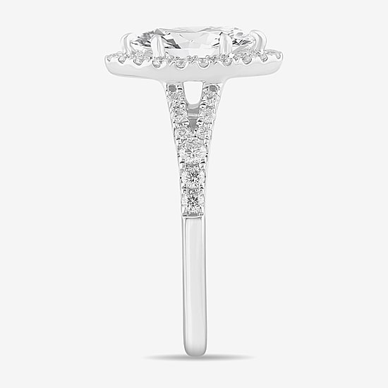 Signature By Modern Bride (G-H / Si1-Si2) Womens 1 3/8 CT. T.W. Lab Grown White Diamond 14K Gold Marquise Side Stone Engagement Ring