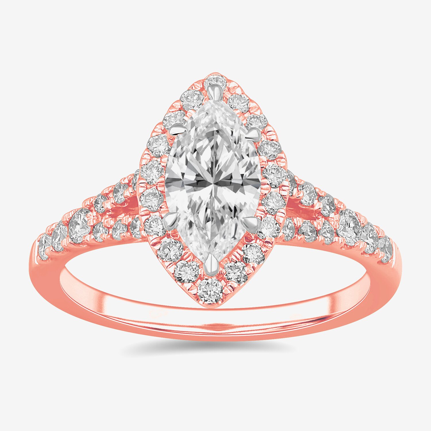 Signature By Modern Bride (G-H / Si1-Si2) Womens 1 3/8 CT. T.W. Lab Grown White Diamond 14K Gold Marquise Side Stone Engagement Ring