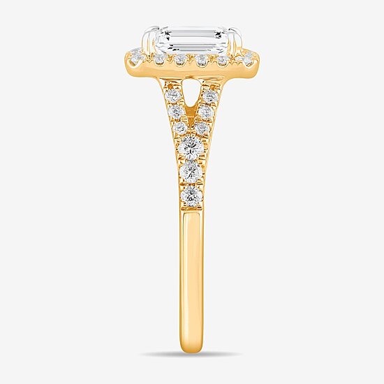 Signature By Modern Bride (G-H / Si1-Si2) Womens 1 3/8 CT. T.W. Lab Grown White Diamond 14K Gold Emerald Side Stone Engagement Ring