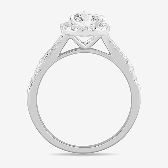 Signature By Modern Bride (G-H / Si1-Si2) Womens 1 3/8 CT. T.W. Lab Grown White Diamond 14K Gold Pear Side Stone Engagement Ring