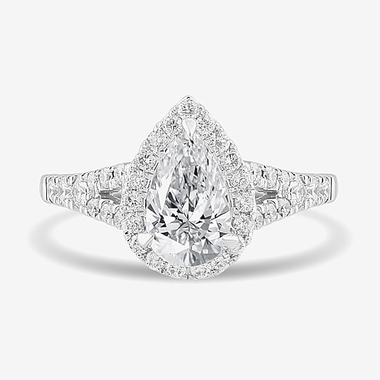 Signature By Modern Bride (G-H / Si1-Si2) Womens 1 3/8 CT. T.W. Lab Grown White Diamond 14K Gold Pear Side Stone Engagement Ring