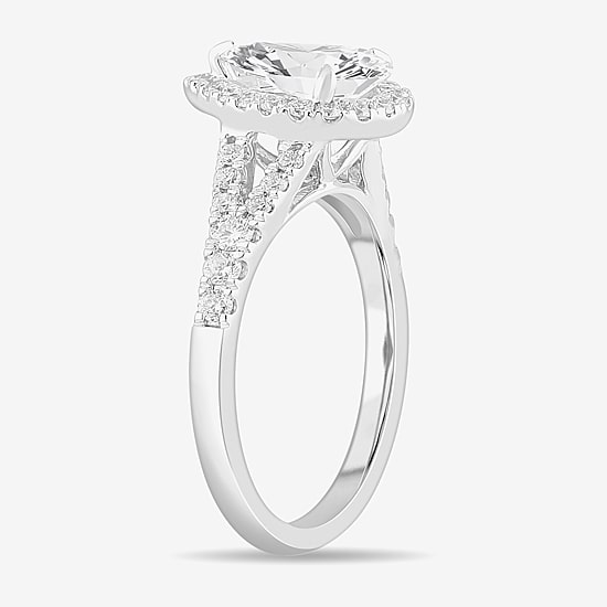 Signature By Modern Bride (G-H / Si1-Si2) Womens 1 3/8 CT. T.W. Lab Grown White Diamond 14K Gold Pear Side Stone Engagement Ring