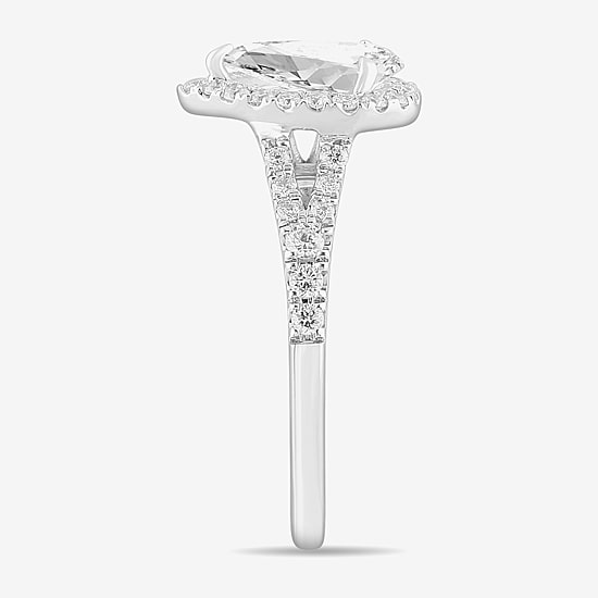 Signature By Modern Bride (G-H / Si1-Si2) Womens 1 3/8 CT. T.W. Lab Grown White Diamond 14K Gold Pear Side Stone Engagement Ring
