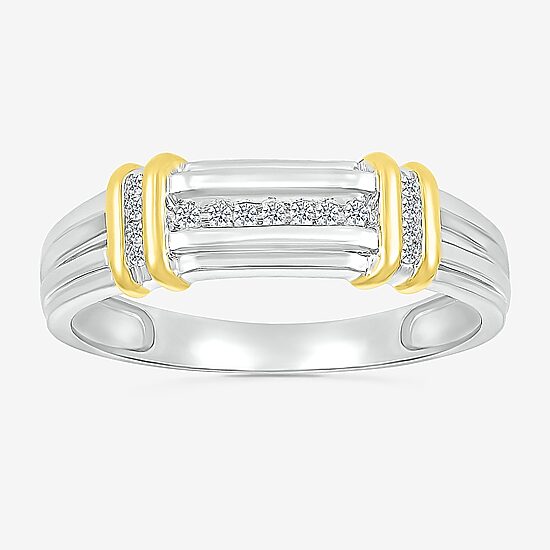 3PC His and Hers Trio Wedding Set Featuring 1/4 CT. T.W. Natural White Diamond 10K Two Tone Gold Marquise Halo Side Stone Ring Set