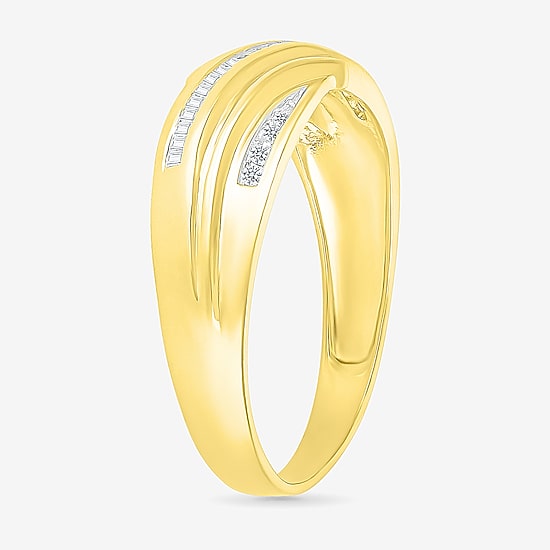 4.80mm Unisex Adult 1/3 CT. T.W. Natural White Diamond 10K Gold Round Side Stone Wedding Ring Set