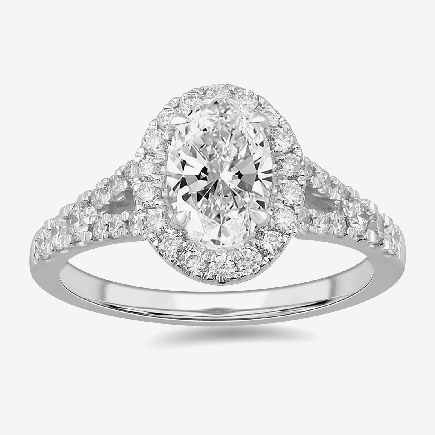 Signature By Modern Bride (G-H / Si1-Si2) Womens 1 3/8 CT. T.W. Lab Grown White Diamond 14K Gold Oval Side Stone Engagement Ring
