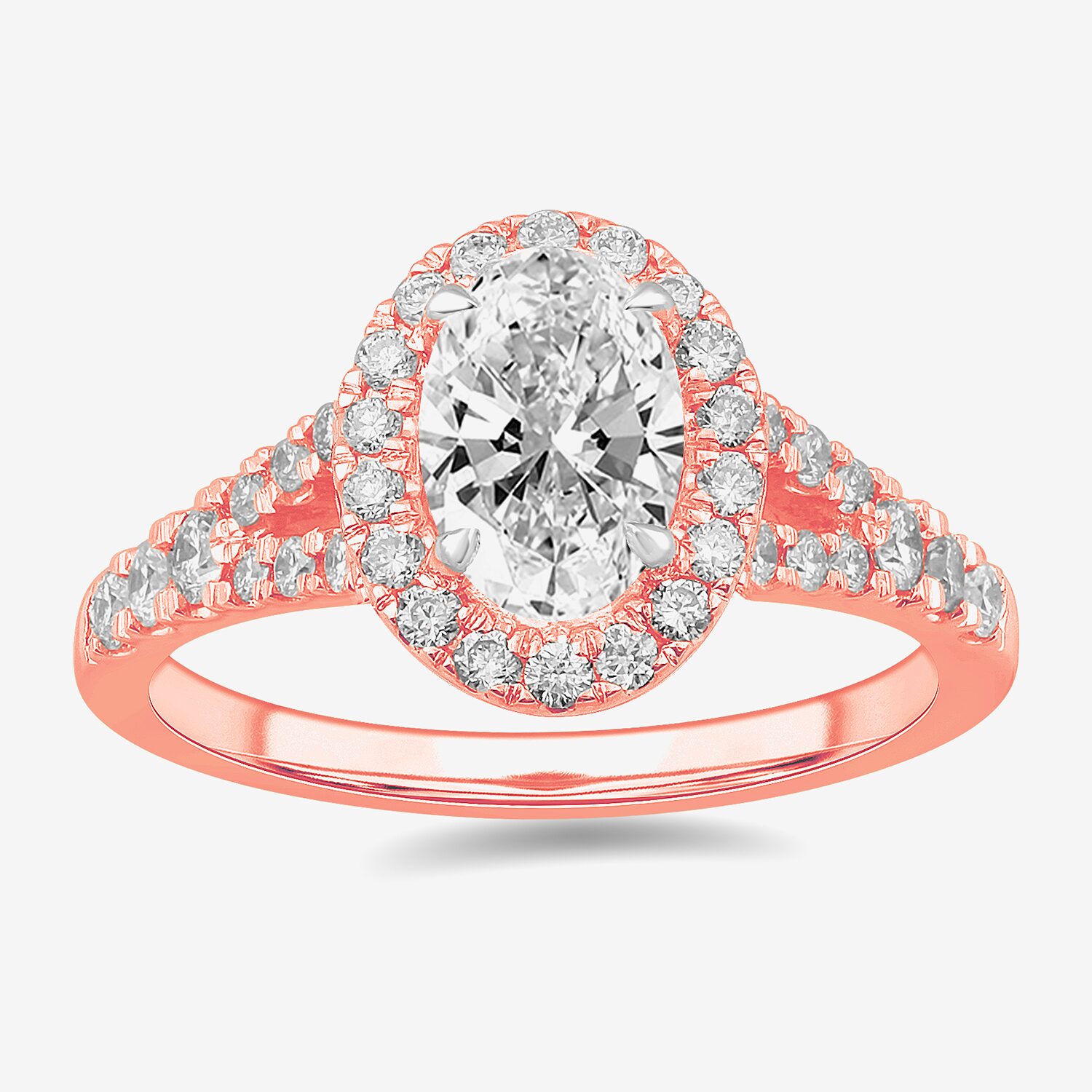 Signature By Modern Bride (G-H / Si1-Si2) Womens 1 3/8 CT. T.W. Lab Grown White Diamond 14K Gold Oval Side Stone Engagement Ring