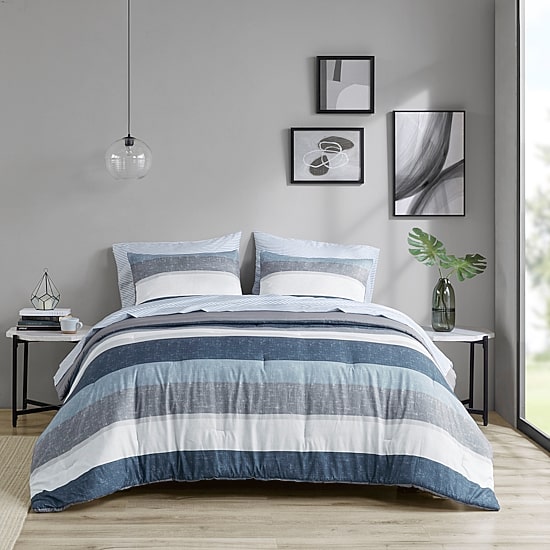 Madison Park Essentials Deacon Modern Stripe Comforter Set with Sheets