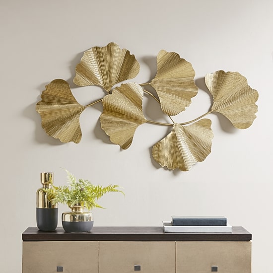 Madison Park Faye Gold Foil Ginkgo Leaf Metal Wall Art