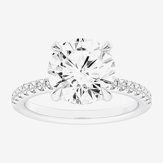 (G-H / Si1-Si2) Womens 4 1/4 CT. T.W. Lab Grown White Diamond 14K Gold Round Side Stone Engagement Ring