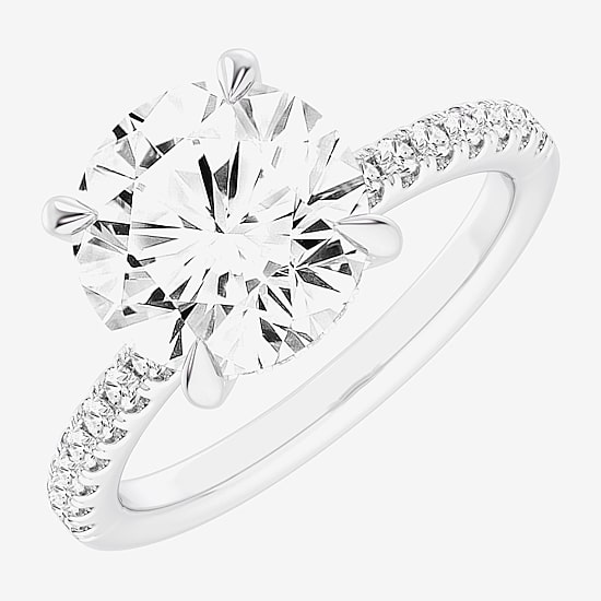 (G-H / Si1-Si2) Womens 4 1/4 CT. T.W. Lab Grown White Diamond 14K Gold Round Side Stone Engagement Ring