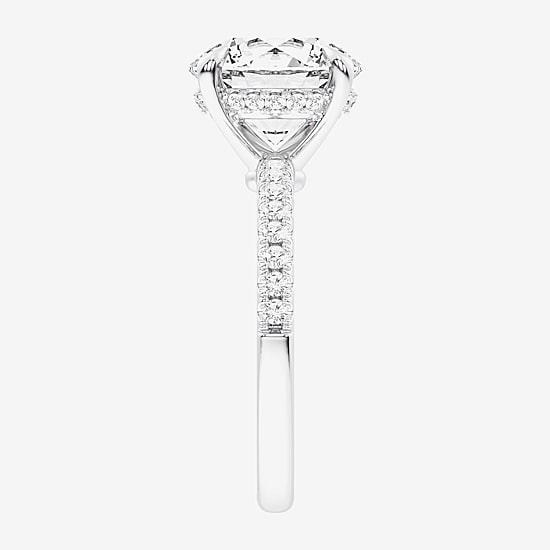 (G-H / Si1-Si2) Womens 4 1/4 CT. T.W. Lab Grown White Diamond 14K Gold Round Side Stone Engagement Ring
