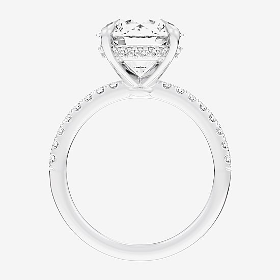 (G-H / Si1-Si2) Womens 4 1/4 CT. T.W. Lab Grown White Diamond 14K Gold Round Side Stone Engagement Ring