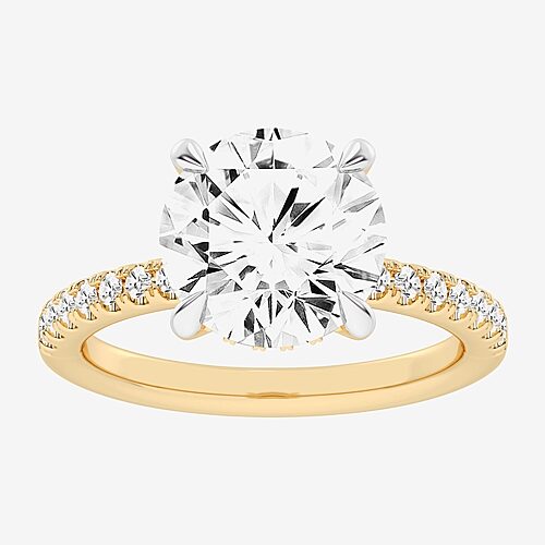 Modern Bride (g-h / Si1-si2) Womens 4 1/4 Ct. T.w. Lab Grown White Diamond 14k Gold Round Side Stone Engagement R In Yellow