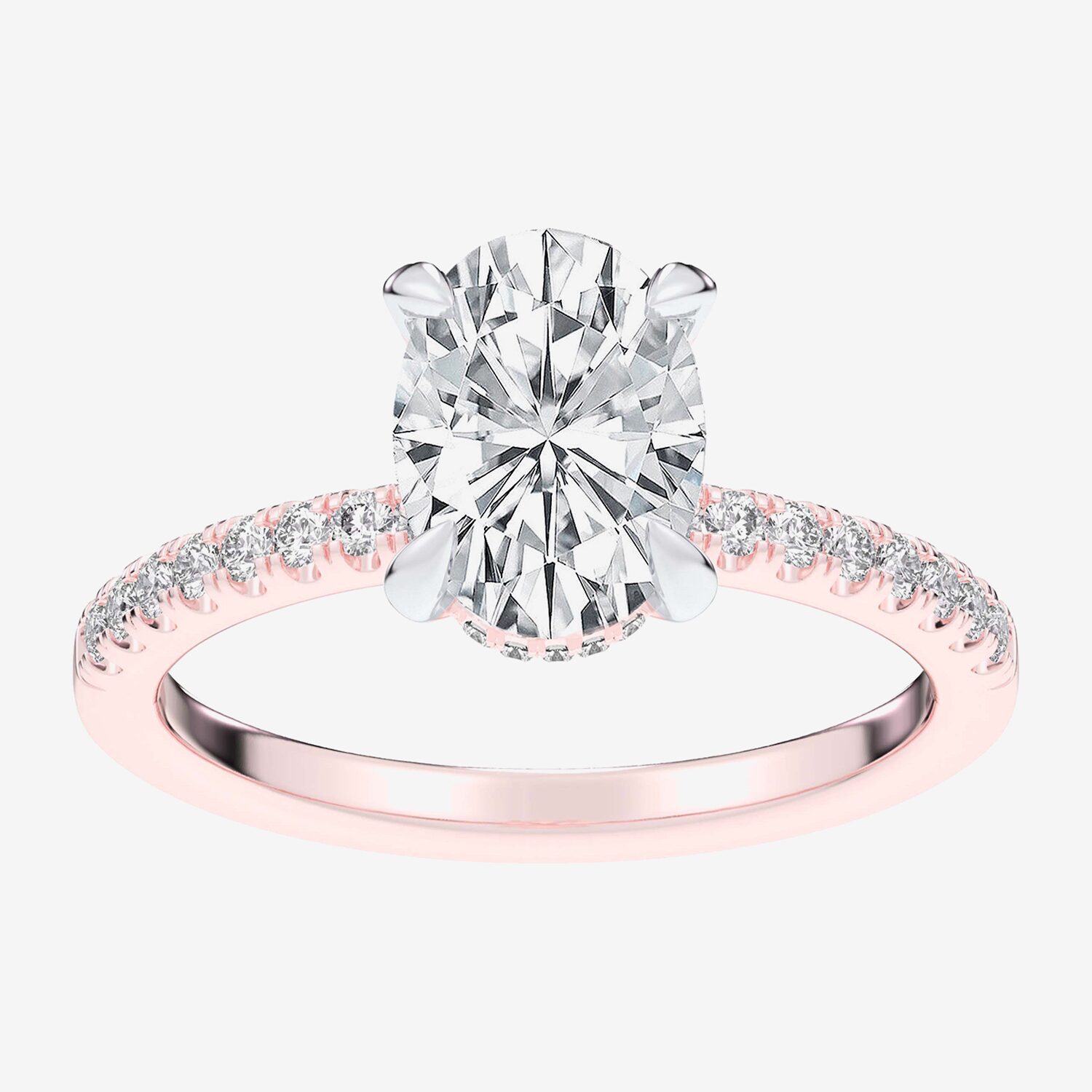 (G-H / Si1-Si2 Womens 4 1/4 CT. T.W. Lab Grown White Diamond 14K Gold Oval Side Stone Engagement Ring