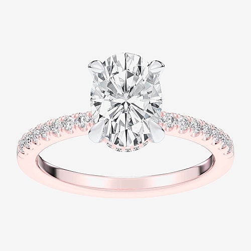 Modern Bride (g-h / Si1-si2 Womens 4 1/4 Ct. T.w. Lab Grown White Diamond 14k Gold Oval Side Stone Engagement Rin In Pink