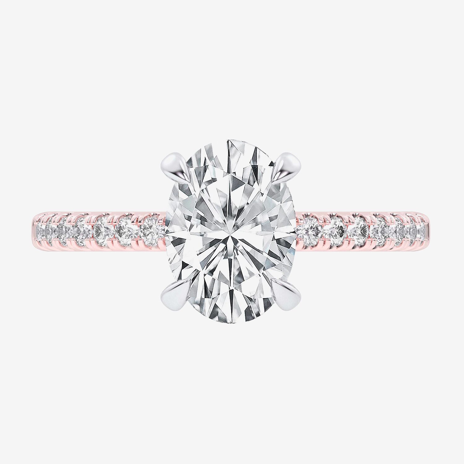 (G-H / Si1-Si2 Womens 4 1/4 CT. T.W. Lab Grown White Diamond 14K Gold Oval Side Stone Engagement Ring