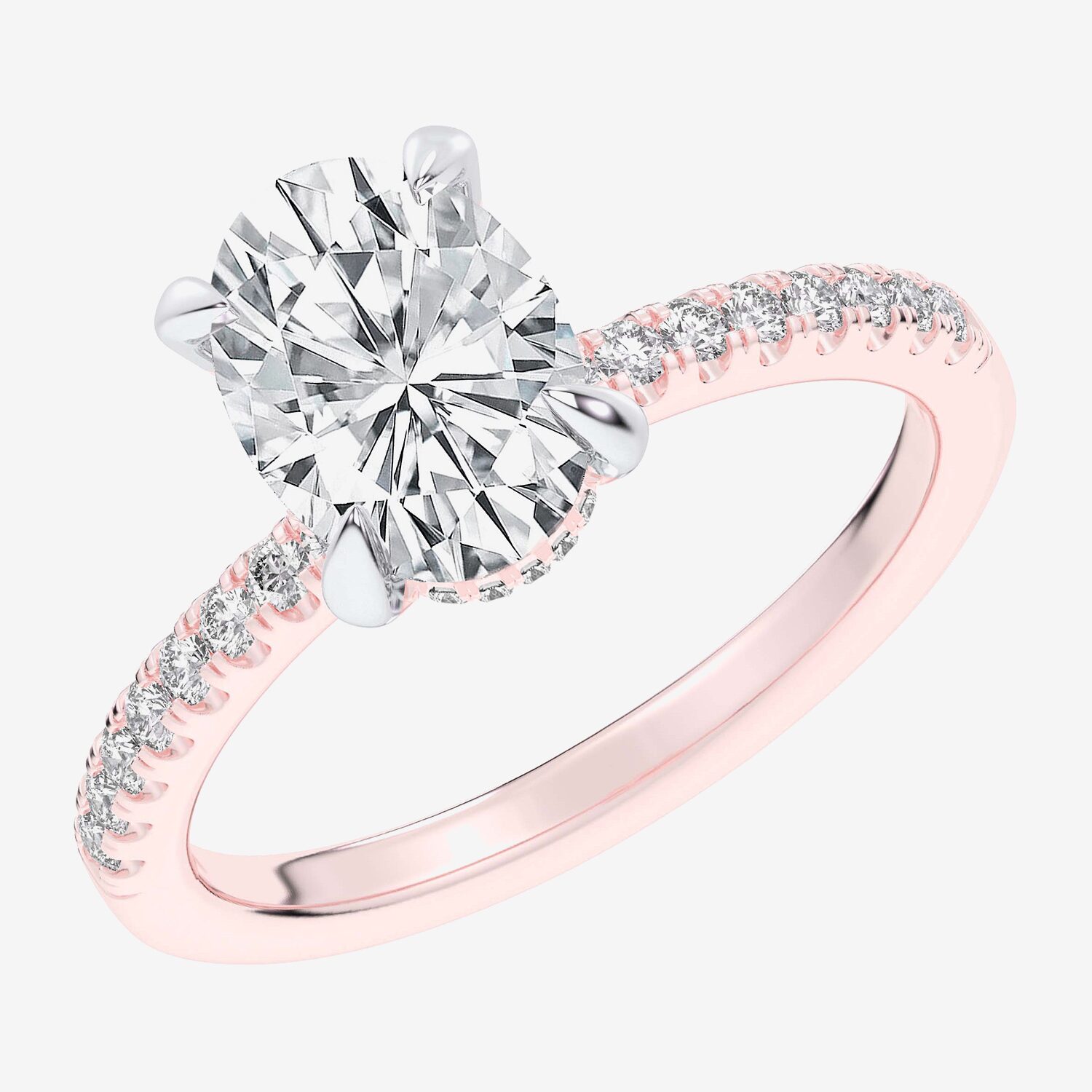 (G-H / Si1-Si2 Womens 4 1/4 CT. T.W. Lab Grown White Diamond 14K Gold Oval Side Stone Engagement Ring