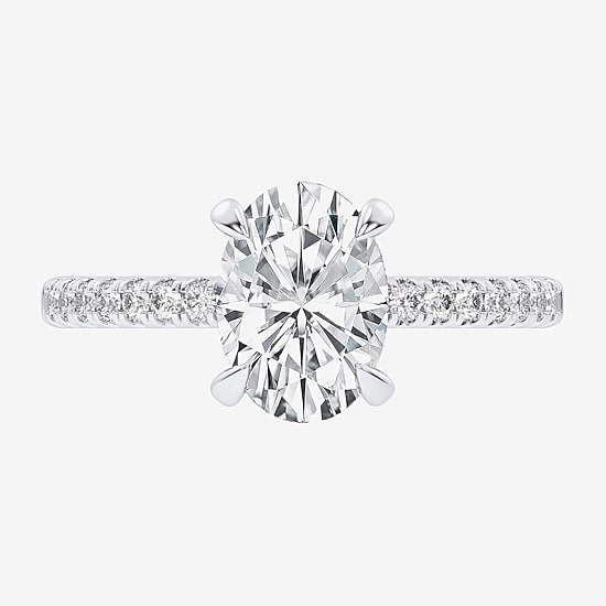 (G-H / Si1-Si2 Womens 4 1/4 CT. T.W. Lab Grown White Diamond 14K Gold Oval Side Stone Engagement Ring