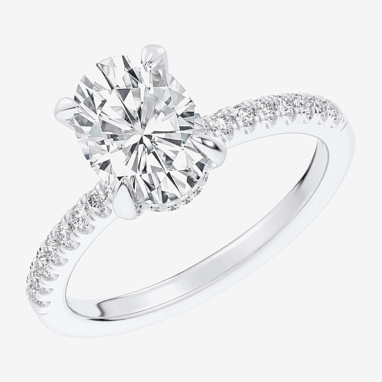 (G-H / Si1-Si2 Womens 4 1/4 CT. T.W. Lab Grown White Diamond 14K Gold Oval Side Stone Engagement Ring