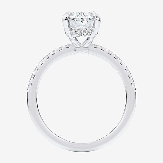 (G-H / Si1-Si2 Womens 4 1/4 CT. T.W. Lab Grown White Diamond 14K Gold Oval Side Stone Engagement Ring